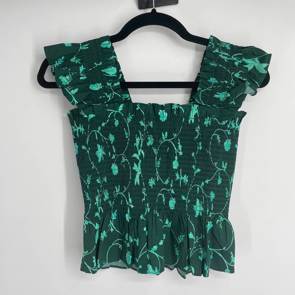 Hill House The Paz Top Emerald Botanical Size Medium - Picture 2 of 5